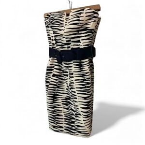 Trina Turk Strapless Sheath Dress Size 0 – Blue White Zebra Print Cocktail Party